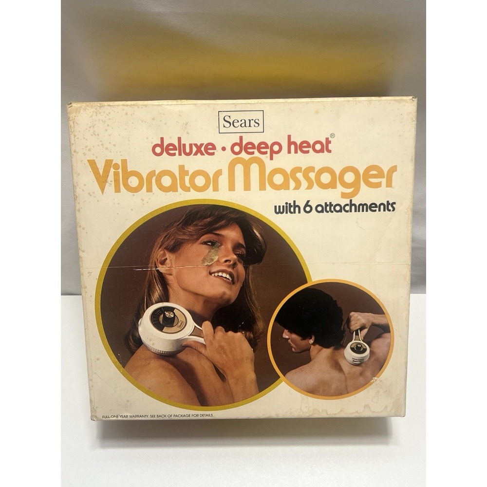 Vintage Sears Vibrating Massager Deluxe Deep Heat With 6 Attachments In OrigBox